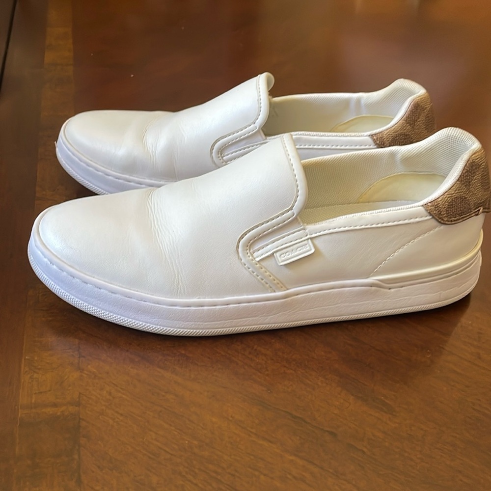 COACH Walker Leather Slip-On Shoes sneakers white size 8.5 - Picture 1 of 16